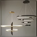 Modern Chandeliers Featuring Multiple Circular Rings And Gold Black Finishes 3d model