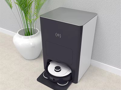 Modern Step On Trash Can With Pedal Design In Home Interior With Potted Plant 3d model