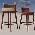 Modern Bar Stools With Wooden Legs Wicker And Burgundy Upholstered Seats
