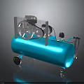 Blue Air Compressor With Air Tank Metal Grille Gears Motor Pressure Gauge And Air Hose