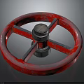 Red Metal Hardware Tool Handwheel Featuring Spoke Design And Central Knob For Workshop Use 3d model