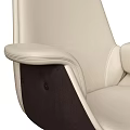 Modern White Leather Office Chair With High Backrest Armrests And Metal Base Wheels