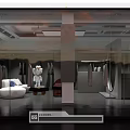 Modern Clothing Store Interior With Hanging Garments Mannequins And Seating Space
