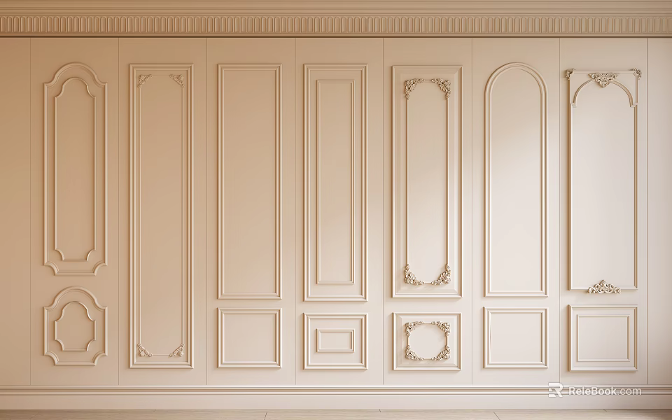 Elegant Decorative Wall Paneling With Ornate Carved Details And Classic Design For Interior Walls 3d model 