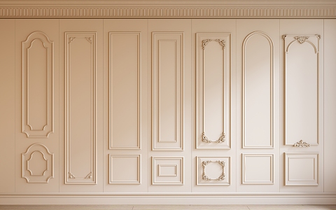 French Wall Panel Carved Wall Panel Wall Trim Plaster Line 3d model