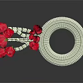 White Woven Fashion Accessory With Red Flower Decorations For Stylish Clothing
