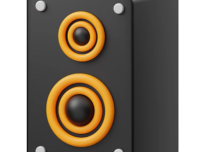Modern Black Speaker With Orange Cones And Metal Screw Details 3d model