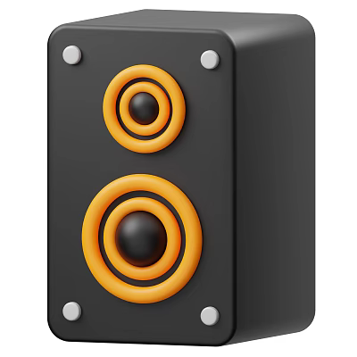 Modern Black Speaker With Orange Cones And Metal Screw Details 3d model