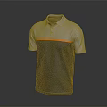 Gray And Blue Short Sleeve Polo Shirt With Orange Horizontal Stripe