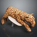 Soft Leopard Print Plush Stuffed Toy Lying On White Display Board Surface 3d model