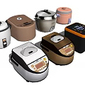 Modern Kitchen Appliances Featuring Various Rice Cooker Designs And Styles 3d model