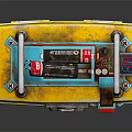Yellow Homemade Weapon Box Featuring Red Blue Components And Metal Parts