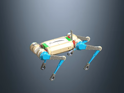 Smart Robotic Machine With Blue Mechanical Legs And Green Component Design 3d model