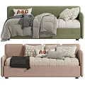 Stylish Pink And Green Sofa Bed Interior With Decorative Pillows And Soft Blankets