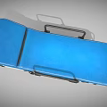 Blue Medical Stretcher with Black Handles and Wheeled Metal Frame for Hospital Transport