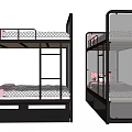 Black Frame Bunk Bed With Pink Pillows And Polka Dot Mattress For Kids Bedroom