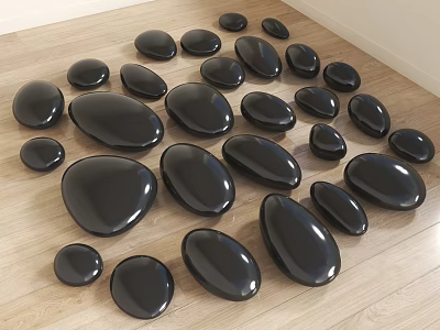 Smooth Black Pebbles of Various Sizes Scattered On Polished Wooden Floor Surface 3d model Smooth Black Pebbles of Various Sizes Scattered On Polished Wooden Floor Surface 3d model