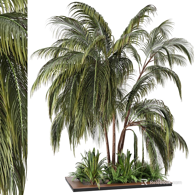 Tree Pit With Lush Palm Trees And Green Foliage In Urban Landscape Design 3d model 