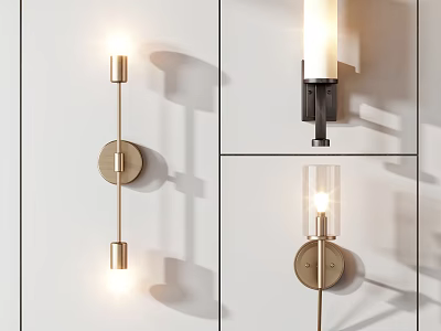 Modern Wall Lamps With Brass Finish And Glass Shade For Interior Lighting 3d model