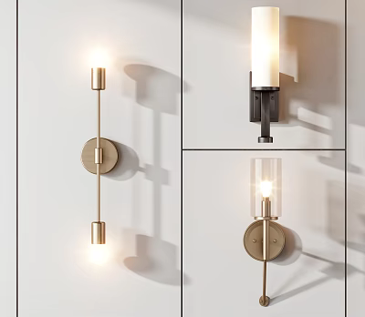Modern Wall Lamps With Brass Finish And Glass Shade For Interior Lighting 3d model