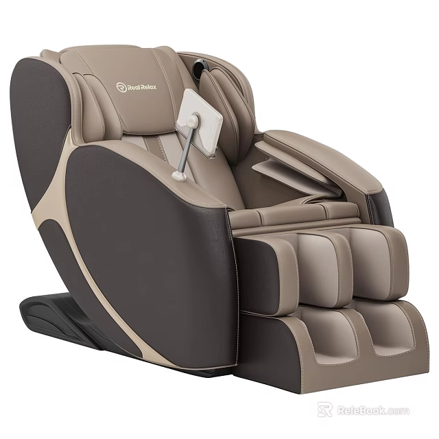 Modern Beige And Dark Brown Massage Chair With Full Body Massage And Leg Rest 3d model 