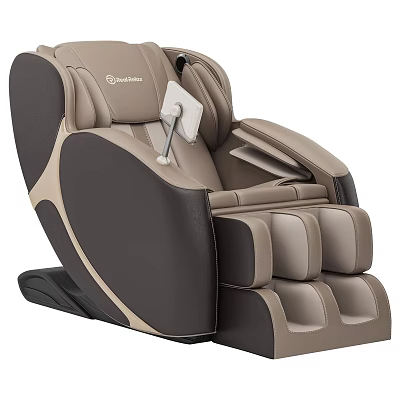 Modern Beige And Dark Brown Massage Chair With Full Body Massage And Leg Rest 3d model