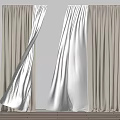 Elegant Beige Curtains With White Sheer Panels Natural Light And Decorative Figurine For Modern Interior