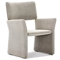 Modern Minimalist Single Chair With Light Gray Fabric And Unique Armrest Design