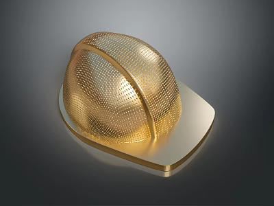Shiny Golden Hard Hat With Perforated Surface And Metallic Brim Design 3d model