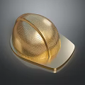 Shiny Golden Hard Hat With Perforated Surface And Metallic Brim Design