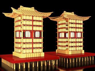 New Chinese Style Net Red Beauty Chen Lantern Wall Lantern Card Wall Lantern Combination Outdoor Device 3d model