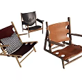 Stylish Leisure Chairs with Wooden Frame Leather Upholstery and Checkered Cushion in Various Colors