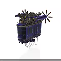 Purple Cosmic Space Airship with Multiple Propellers and Futuristic Structural Design