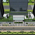 Modern Office Building Complex With Central Courtyard And Landscaped Green Spaces