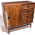 Wooden Decorative Cabinet With Drawers And Cabinet Door On Metal Legs