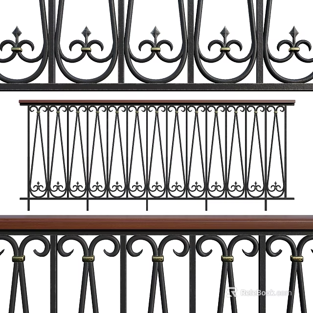 Ornate Metal Fence Designs With Curved Patterns Vertical Bars And Decorative Accents 3d model 