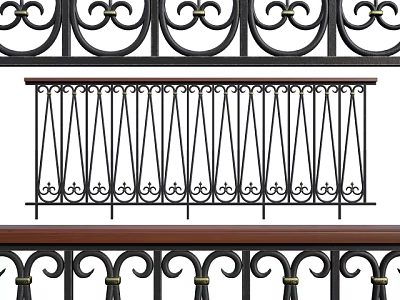 Ornate Metal Fence Designs With Curved Patterns Vertical Bars And Decorative Accents 3d model