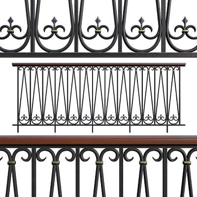 Ornate Metal Fence Designs With Curved Patterns Vertical Bars And Decorative Accents 3d model