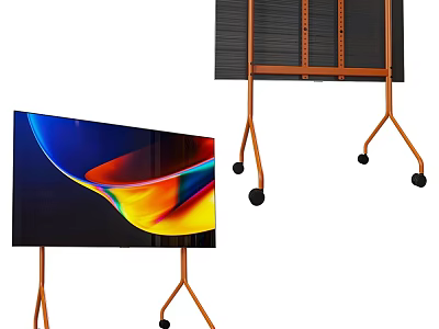 Flat Screen TV On Mobile Stand With Wheels And Vivid 3d model