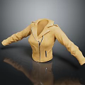 Stylish Yellow Leather Jacket With Long Sleeves Zipper Closure And Lapel Collar
