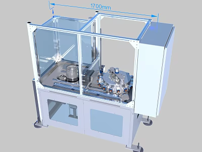 Industrial Equipment With 1700mm Transparent Glass Enclosure And Mechanical Components 3d model