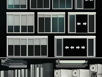 Casement Windows Various Design Styles With Aluminum Frames And Glass Panels 3d model