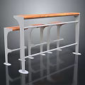 Modern Wooden Top Metal Frame Bar Table With Geometric Support Legs Design