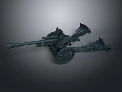Old Fashioned Cannon 3D Model with Wooden Wheels Long Barrel Historical War Weapon 3d model