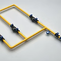 Yellow Pipes System With Multiple Valves In Plumbing Layout Design
