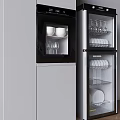Modern Kitchen Appliances With Glass Door Storage And Stainless Steel Finish Design