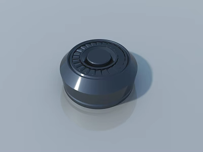 Black Round Textured Industrial Knob With Central Protrusion And Smooth Surface 3d model