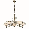 Classic Metal Frame Chandelier With Multiple Glass Shades And Decorative Chains