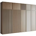 Modern Background Wall With Wood Grain Perforated Panel And Light Colored Material 3d model