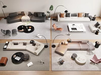 Modern Italian Sofa Coffee Table Combo 3d model